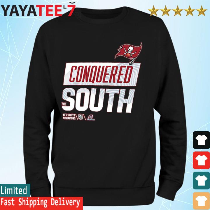 Conquered the south nfc south champions tampa bay buccaneers 2023 shirt,  hoodie, sweater, long sleeve and tank top