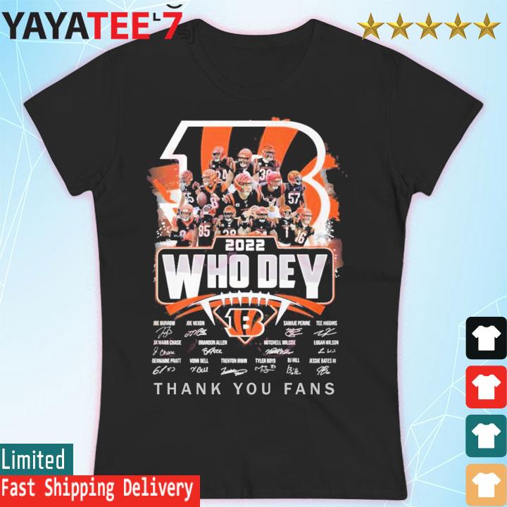 Who Dey Cincinnati Bengals 2022 thank you fans signatures shirt