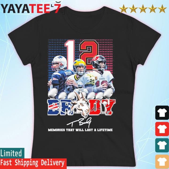 12 Tom Brady Buccaneer Memories that will last a lifetime signature shirt,  hoodie, sweater, long sleeve and tank top