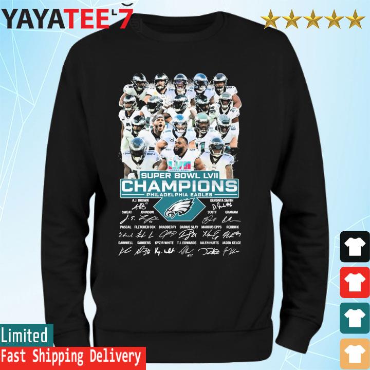 Philadelphia Eagles Team Football NFL 2023 Super Bowl Champions Signatures  T-shirt - REVER LAVIE