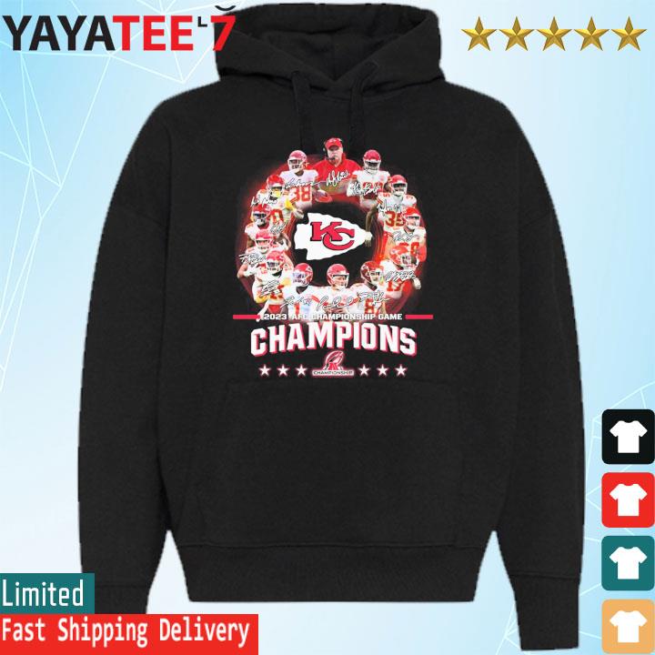 Kansas City Chiefs AFC Championship Game Champions 2023 Signatures T-shirt  - REVER LAVIE