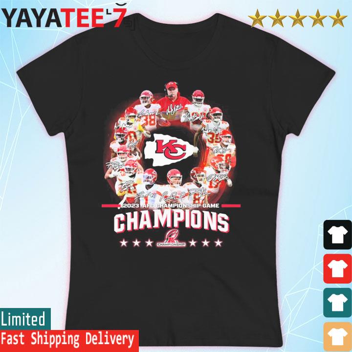 Kansas City Chiefs AFC Championship Game Champions 2023 Signatures T-shirt  - REVER LAVIE