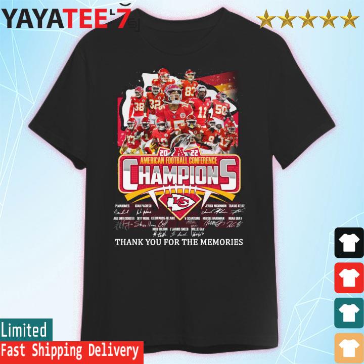 Kansas City Chiefs 22022 AFC Champions thank you for the memories signatures Shirt