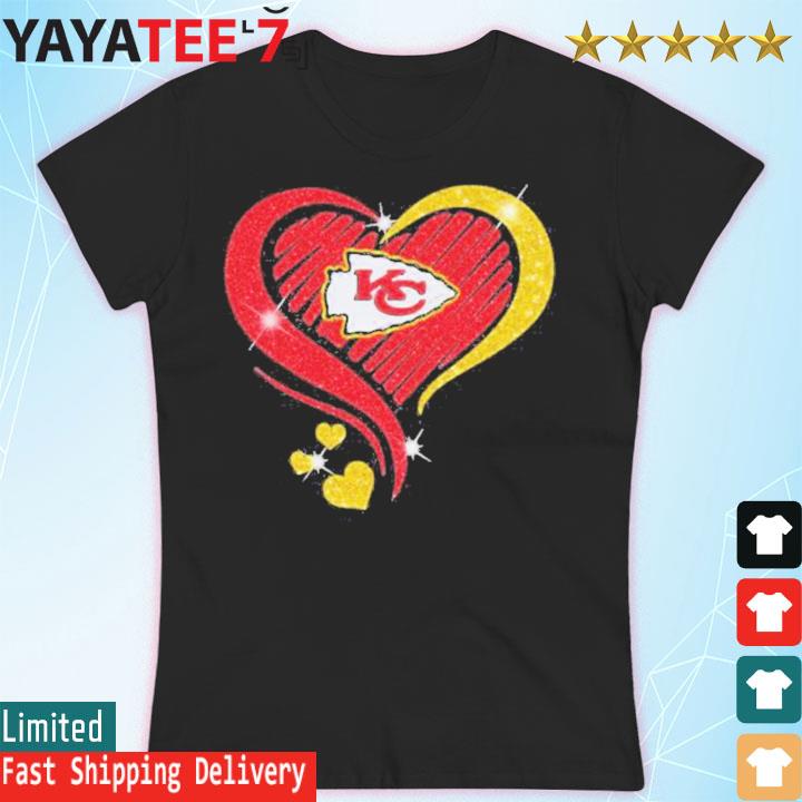 Pvbs31Mom KC Heart Shirt, Heart KC Football Tee Cute Kansas City Spirit Wear, Kansas City Football Top, Yellow Red KC Heart Shirt, Kansas City Hearts