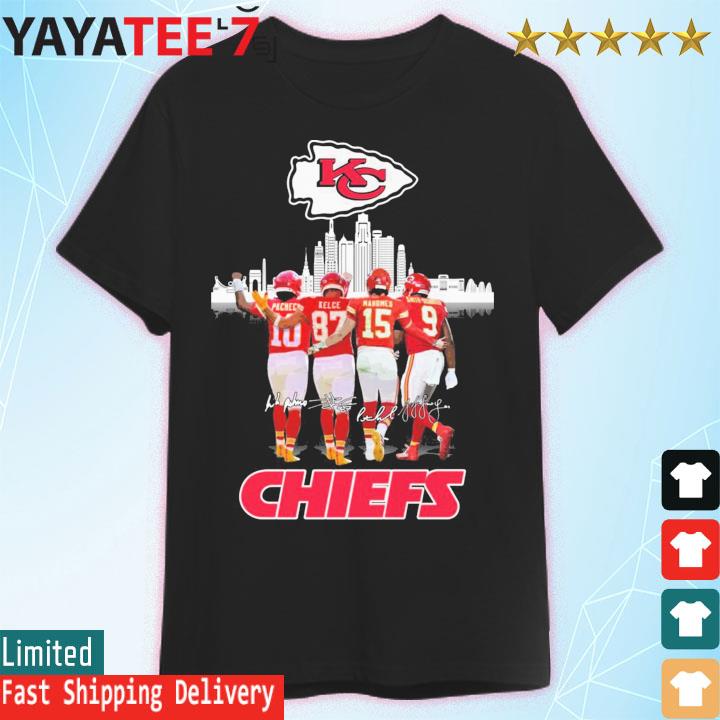 Kansas City Chiefs Skyline Isiah Pacheco Travis Kelce Patrick Mahomes II  And JuJu Smith-Schuster Signatures shirt, hoodie, sweater, long sleeve and  tank top