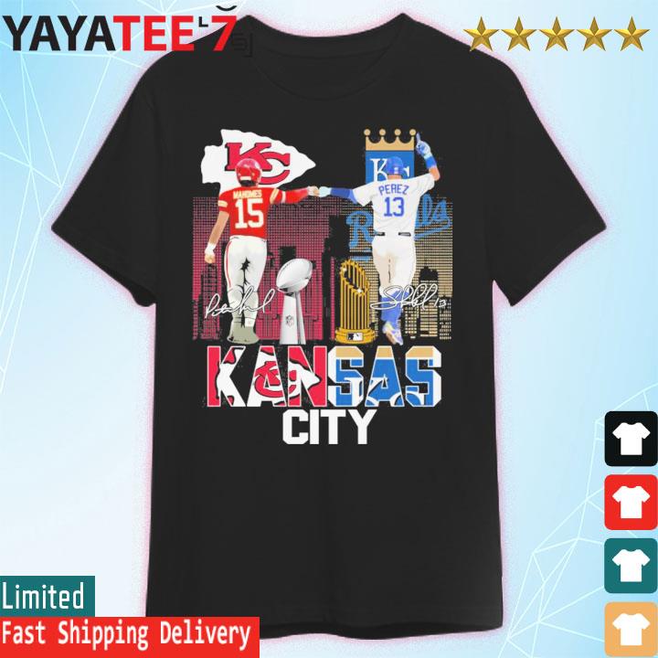 Kansas city Chiefs and Royals signatures Mahomes Perez shirt