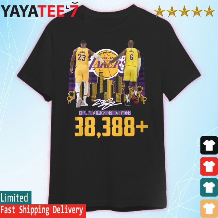 LeBron James 23 and 6 Los Angeles Lakers NBA All time scoring leader 38,388 signature shirt