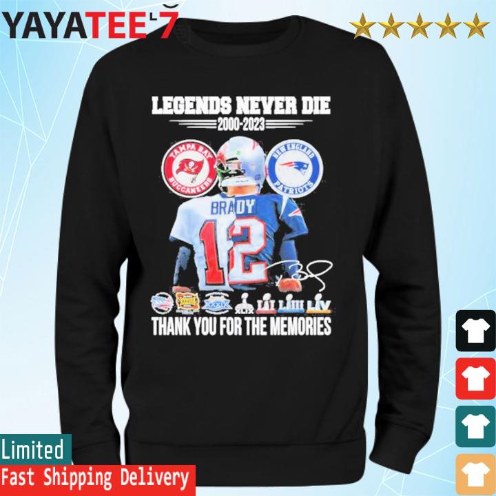 Tom Brady Legends Never Die 2000-2023 Thank You For The Memories Signature  T-shirt,Sweater, Hoodie, And Long Sleeved, Ladies, Tank Top