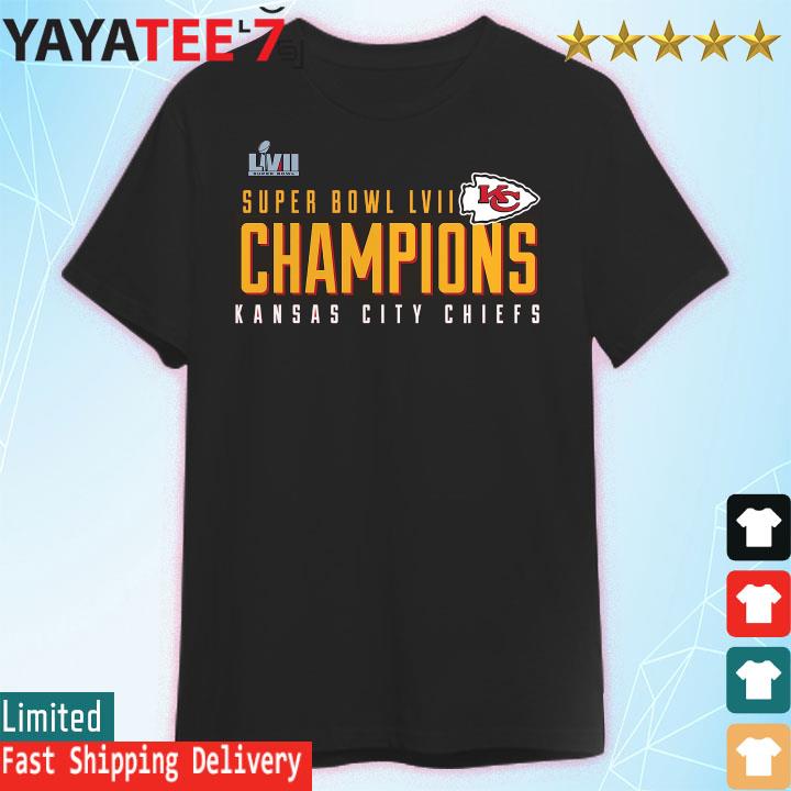 Official Kansas City Chiefs Super Bowl LVII Champions Scoreboard Showcase T-Shirt