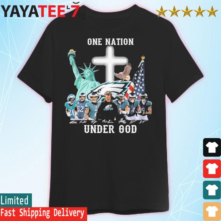 One Nation Under God Philadelphia Eagles team 2023 signatures shirt