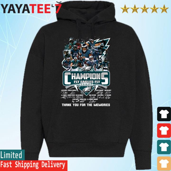 Philadelphia Eagles Fly Eagles Fly Super Bowl LVII Champions thank you for the memories signatures s Hoodie