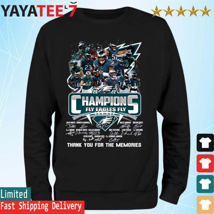 Philadelphia Eagles Fly Eagles Fly Super Bowl LVII Champions thank you for the memories signatures s Sweatshirt