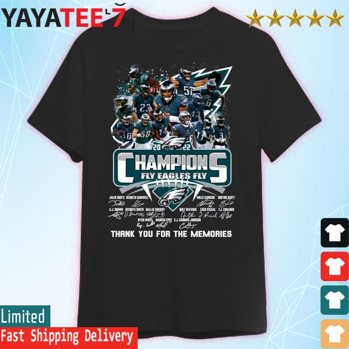 Philadelphia Eagles Fly Eagles Fly Super Bowl LVII Champions thank you for the memories signatures shirt