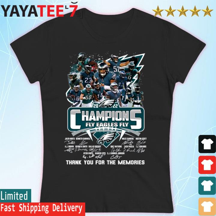 Philadelphia Eagles Fly Eagles Fly Super Bowl LVII Champions thank you for the memories signatures s Women's T-shirt