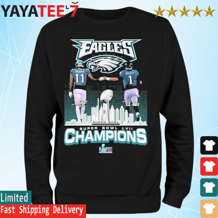 Philadelphia eagles super bowl champions brown and hurt signatures 2023  shirt, hoodie, sweater, long sleeve and tank top