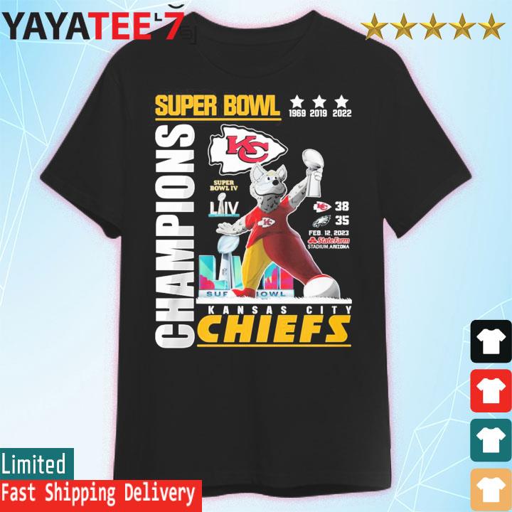 Super Bowl 1969 2019 2022 Champions Kansas City Chiefs 38 Philadelphia  Eagles 35 K. C. Wolf shirt, hoodie, sweater, long sleeve and tank top