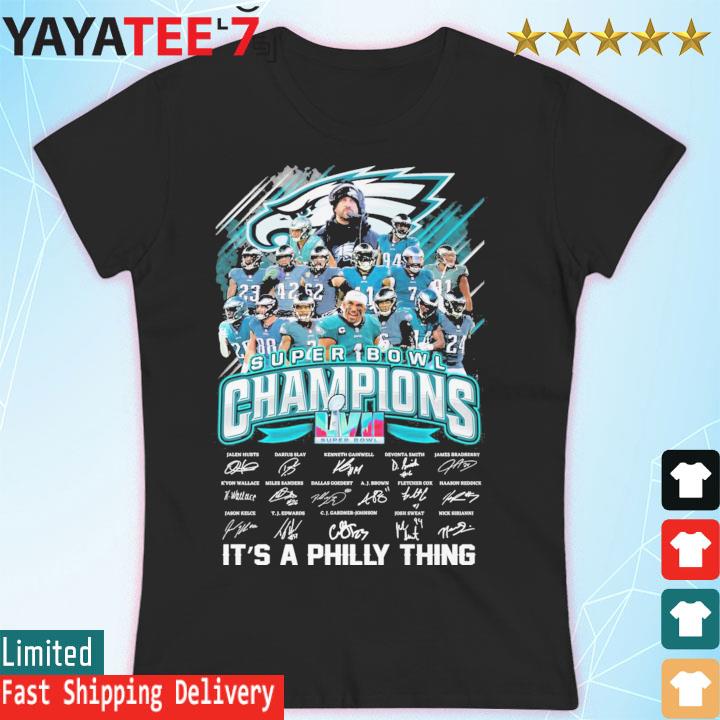 Super Bowl LVII champions Philadelphia Eagles football signatures s Women's T-shirt