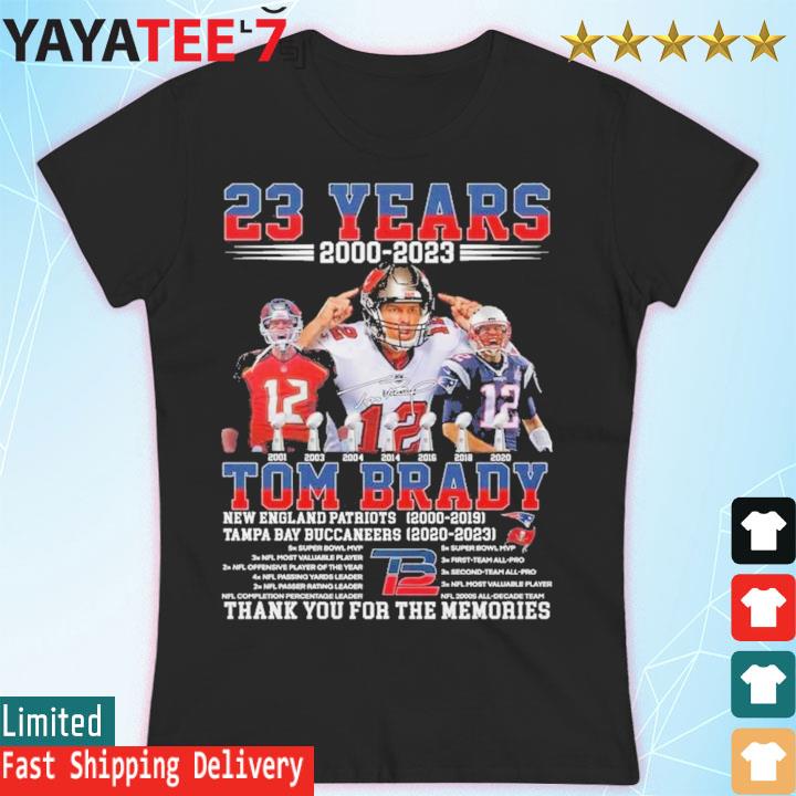 Tom Brady 23 years 2000 2023 The Patriots and Buccaneers thank you for the  memories signature shirt, hoodie, sweater, long sleeve and tank top