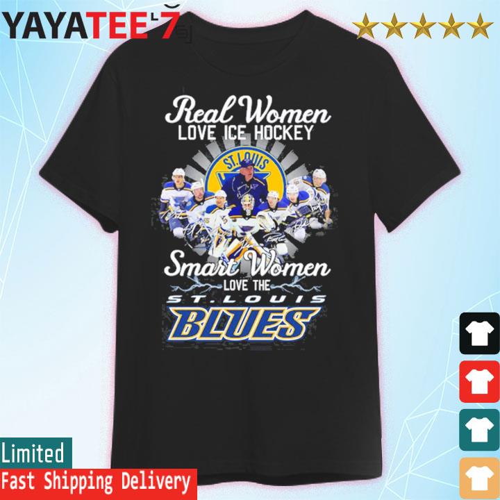 2023 real women love Ice hockey smart women love the St Louis Blues  signatures shirt