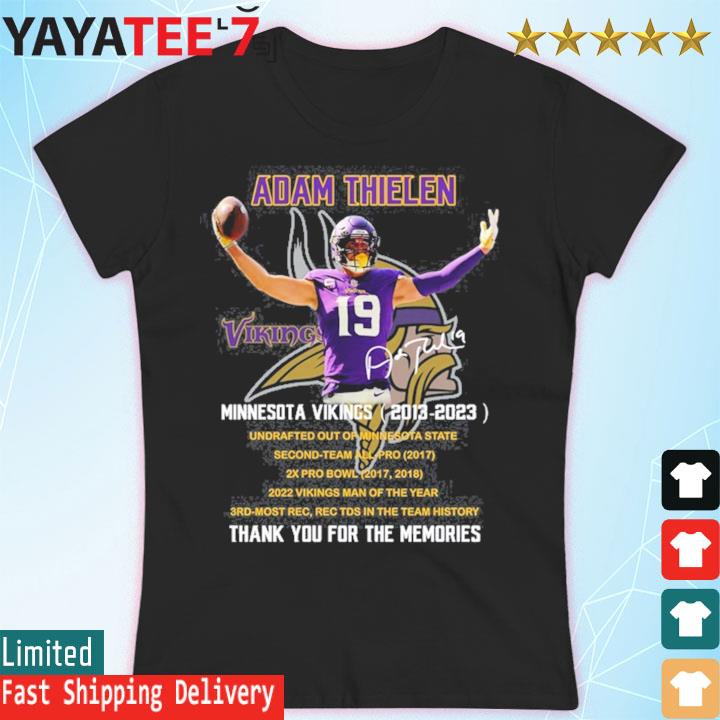 Signature number 19 Adam Thielen Minnesota Vikings 2013 – 2022 Thank You  For The Memories champions T-Shirt, hoodie, sweater, long sleeve and tank  top