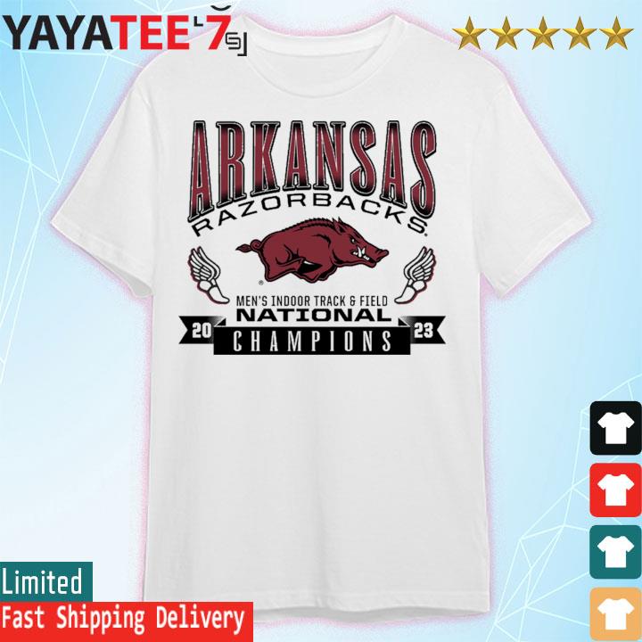Arkansas Razorbacks 2023 Men's Indoor Track & Field National Champions Short Sleeve T-shirt