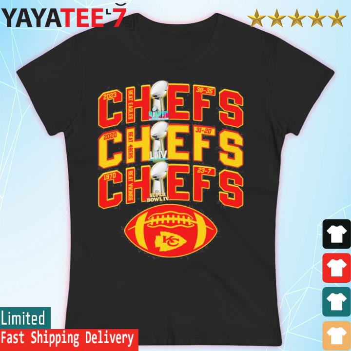 Kansas city chiefs 3x super bowl 1970 2020 2023 logo shirt