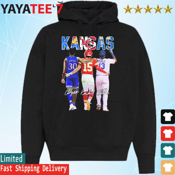 Kansas Agbaji Mahomes and Perez signatures 2023 shirt