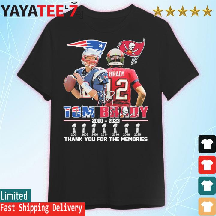 Official Tom Brady 2000 - 2023 thank you for the memories shirt, hoodie,  sweater, long sleeve and tank top