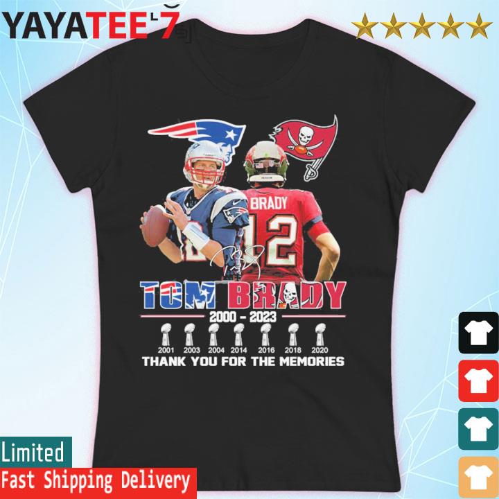 Official Tom Brady 2000 - 2023 thank you for the memories shirt, hoodie,  sweater, long sleeve and tank top