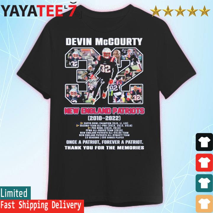 32 Devin Mccourty New England Patriots 2010 2022 Thank You For The Memories  Signature Shirt