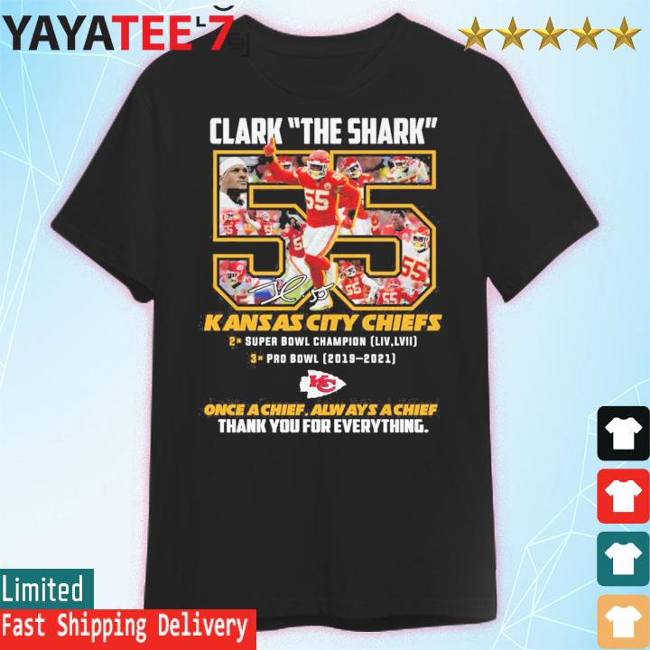 Clark The Shark 55 Kansas City Chiefs thank you for the memories shirt