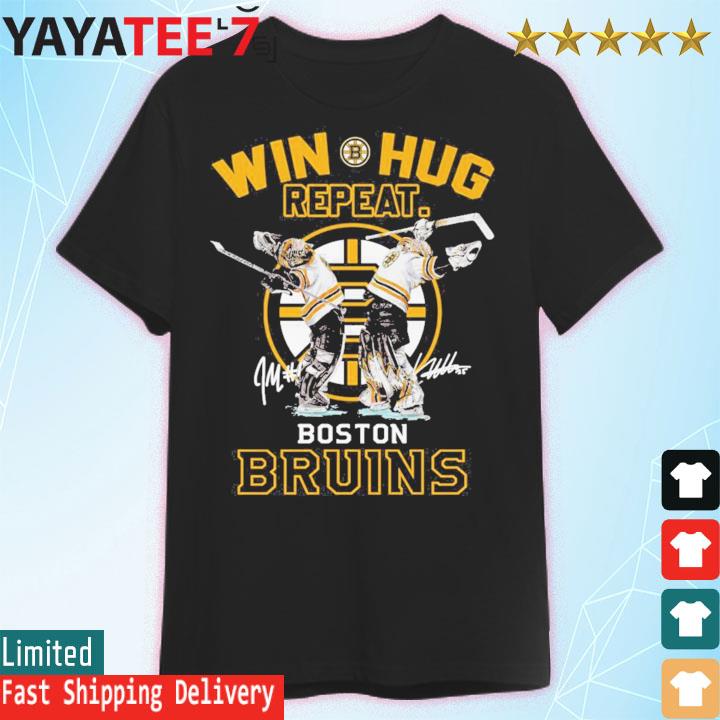 Jeremy Swayman And Linus Ullmark Win Hug Repeat Boston Bruins signatures  Shirt, hoodie, sweater, long sleeve and tank top