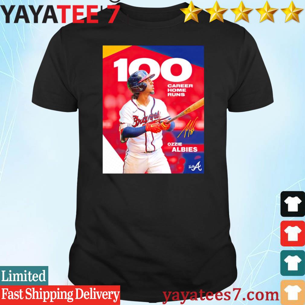 Official Ozzie albies 100 career home runs T-shirt, hoodie, tank top,  sweater and long sleeve t-shirt