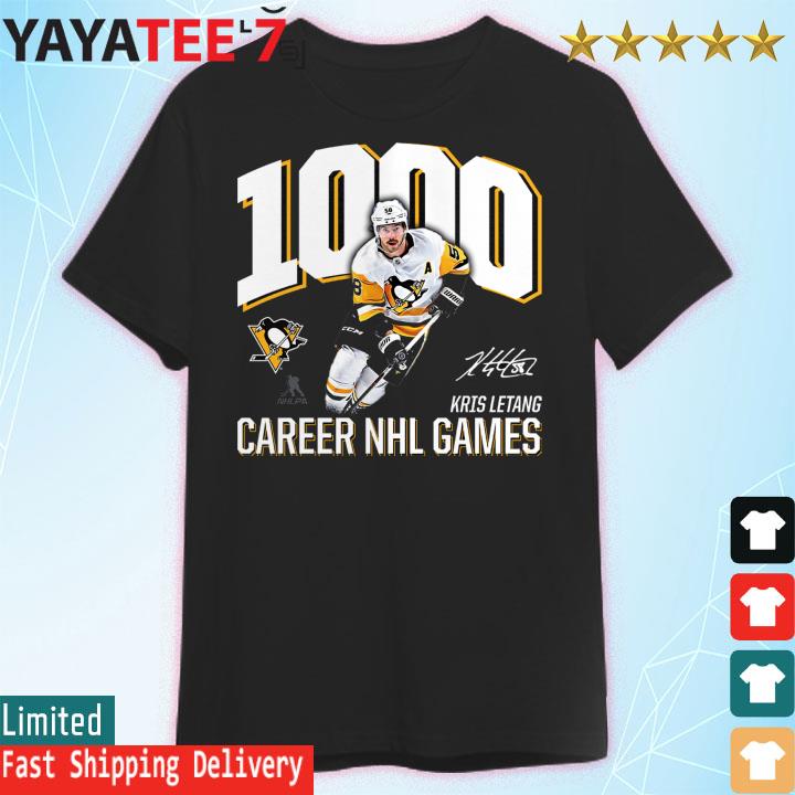 Kris Letang Pittsburgh Penguins 1,000 Career Games signature T