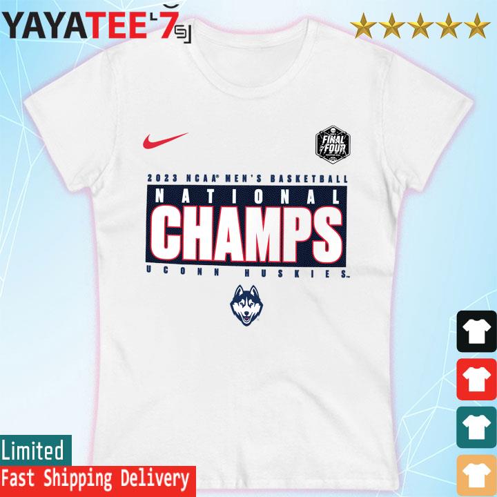 Nike White UConn Huskies 2023 NCAA Men's Basketball National Champions  Pebble T-Shirt