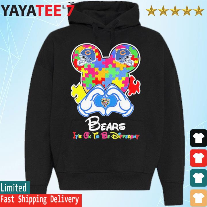 Mickey Mouse Love Chicago Bears Autism Its Ok To Be Different T-shirt,  hoodie, sweater, long sleeve and tank top