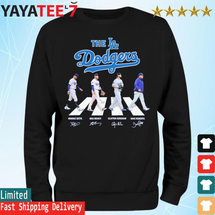 The Dodgers Abbey Road Mookie Betts Max Muncy Clayton Kershaw And Dave  Roberts Signatures Shirt, hoodie, sweater, long sleeve and tank top