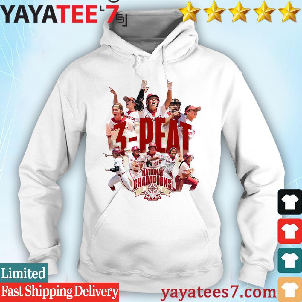 2023 Softball Champions 3 Peat Oklahoma Sooners Red Design Hoodie