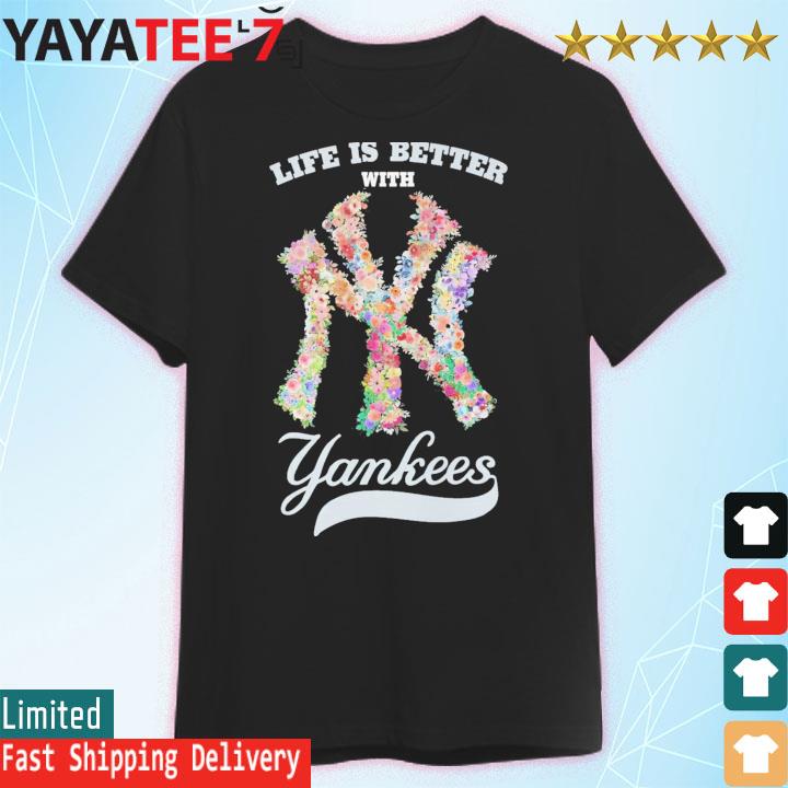 Official life is better with New York Yankees floral logo shirt