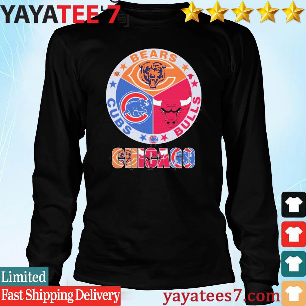 Official chicago bulls chicago bears and Chicago Cubs logo teams new design  2023 t-shirt, hoodie, sweater, long sleeve and tank top