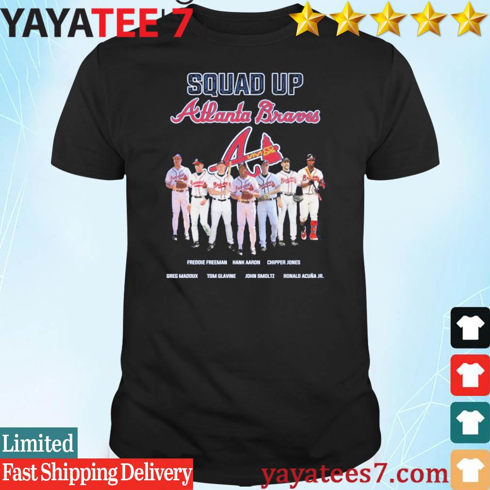 Squad Up Atlanta Braves legends Freddie Freeman, Hank Aaron, Chipper Jones  shirt, hoodie, sweater, long sleeve and tank top