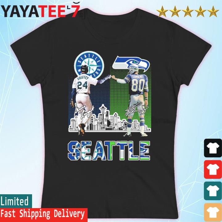 Ken Griffey Jr. And Steve Largent Seattle Mariners And Seahawks City  Skyline Signatures Shirt, hoodie, sweater, long sleeve and tank top