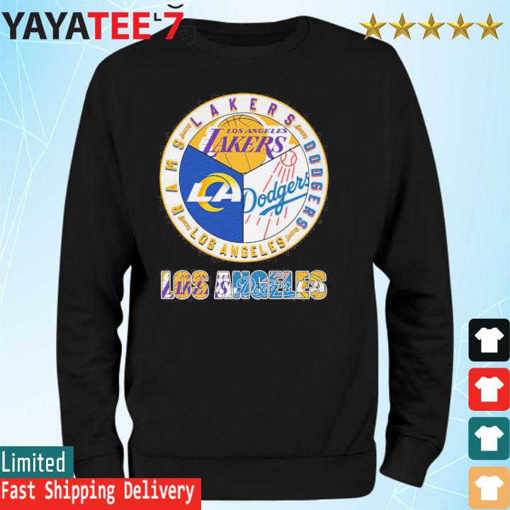 Los Angeles Dodgers Lakers Rams city of Champions 3 teams sports circle  logo gift shirt, hoodie, sweater, long sleeve and tank top