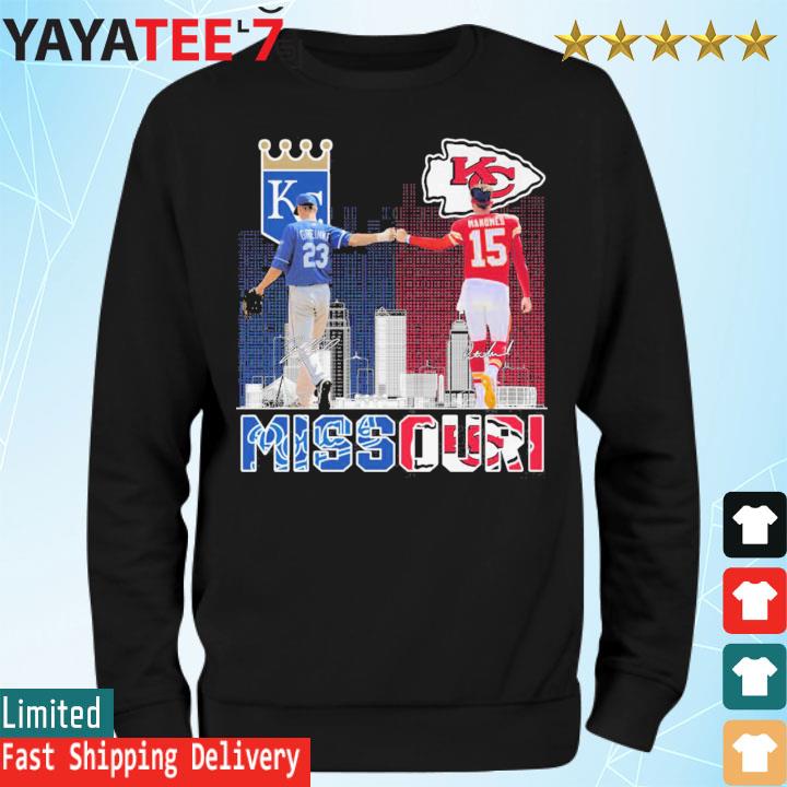 Missouri Kansas city Chiefs patrick mahomes and royals greinke skyline 2023  shirt, hoodie, longsleeve tee, sweater