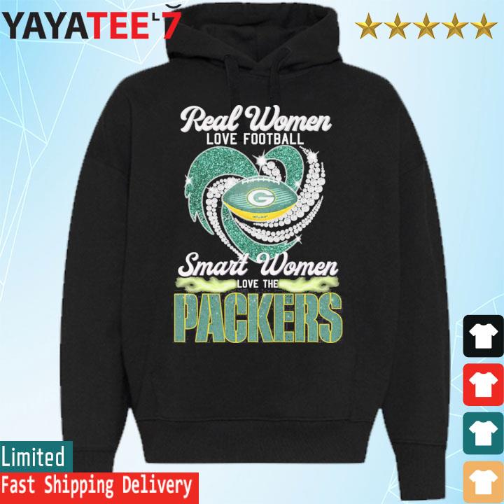 Real women love football smart women love the Green Bay Packers heart logo  shirt, hoodie, sweater, long sleeve and tank top