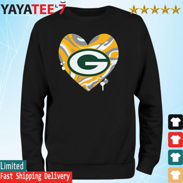 Green Bay Packers Girls Youth Drip Heart Dolman T-Shirt - Green