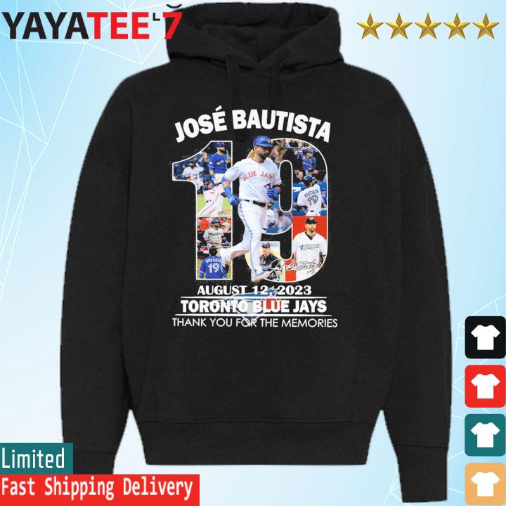 Jose Bautista Toronto Blue Jays 2023 signature thank you for the memories  shirt, hoodie, sweater, long sleeve and tank top