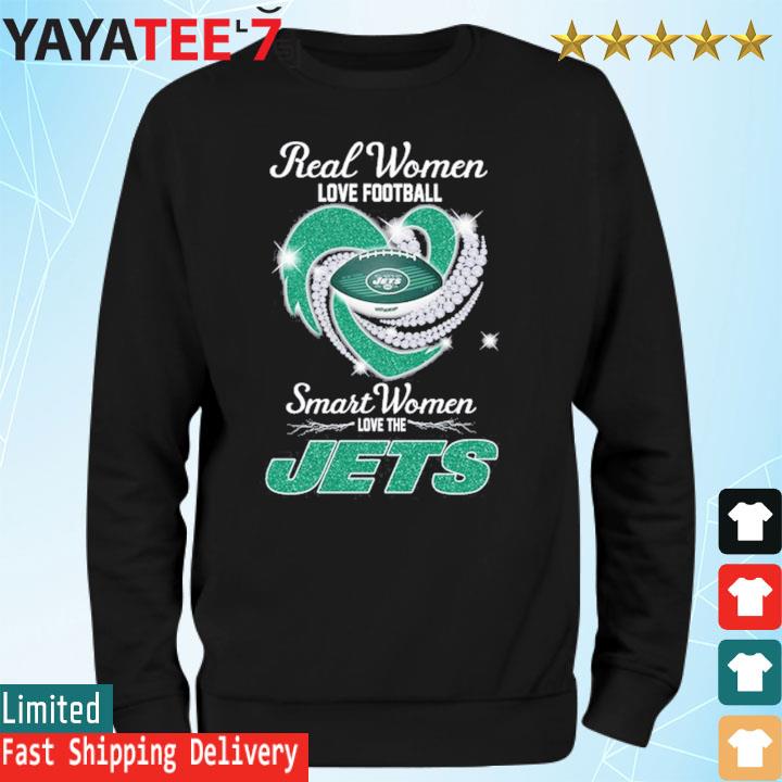 Real women love football smart women love the NY Jets diamond heart shirt,  hoodie, sweater and v-neck t-shirt