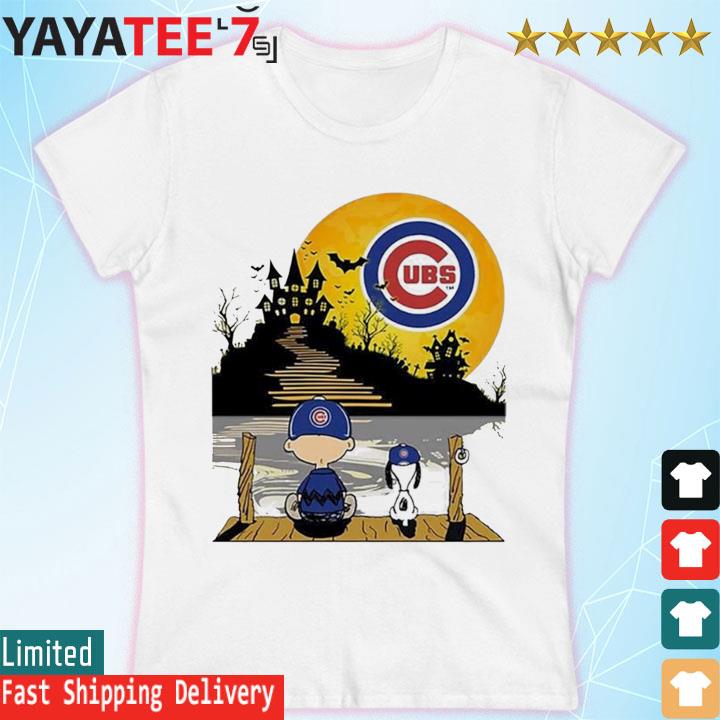 Official snoopy Charlie brown sit under moon Chicago Cubs halloween T-shirt,  hoodie, sweater, long sleeve and tank top