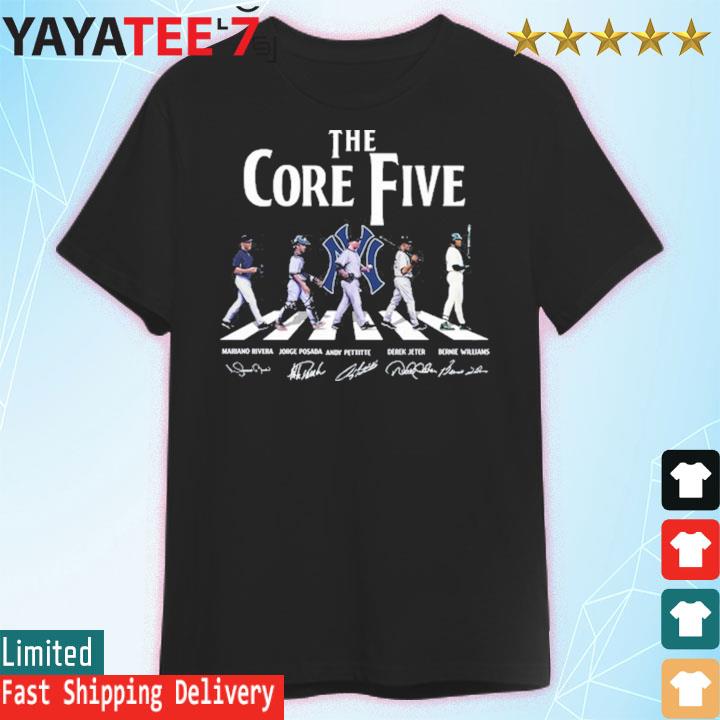 The Core Five Yankees Mariano Rivera, Jorge posada Abbey road shirt,  hoodie, sweater, long sleeve and tank top